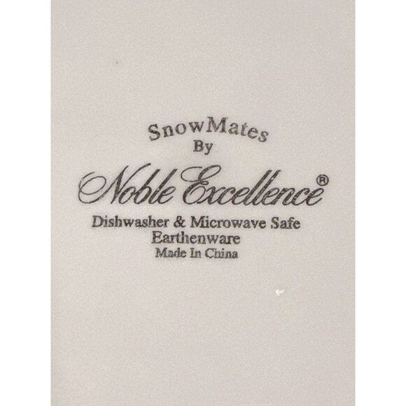 Noble Excellence Snowmates Holiday Plate Set Snowman Design Earthenware Red Gree - Picture 3 of 9